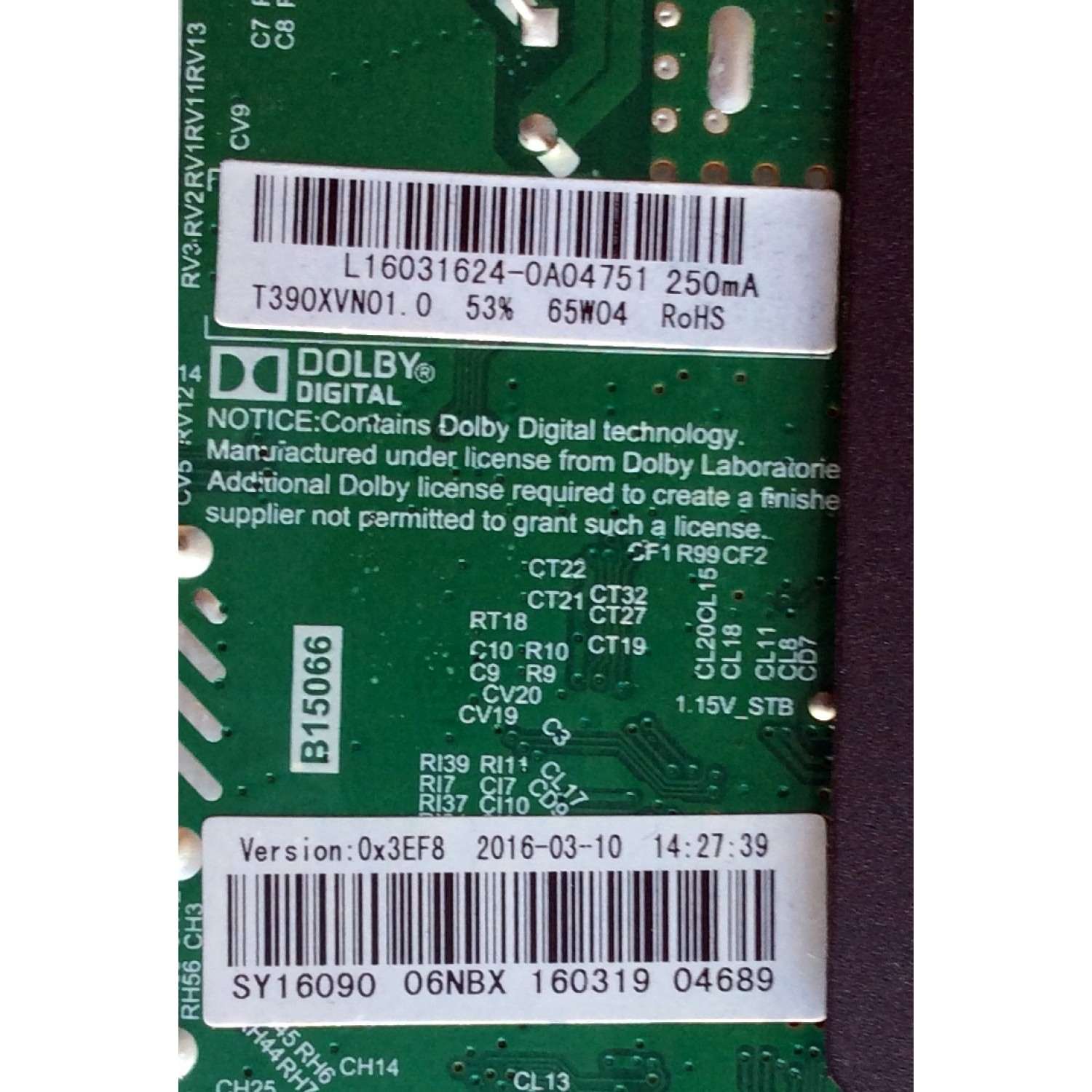 MAIN / FUENTE / (COMBO) ELEMENT L16031624 / TP.MS3393.PB801 / SY16090 / VERSION 0X3EF8 / PANEL T390XVN01.0	 - Imagen 2